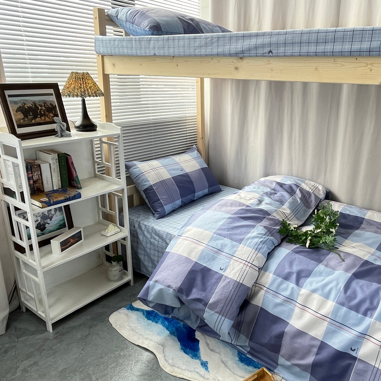 91家纺网 家纺一手货源 找家纺 云梦2025新款全棉印花学生宿舍套件 云栖雅筑