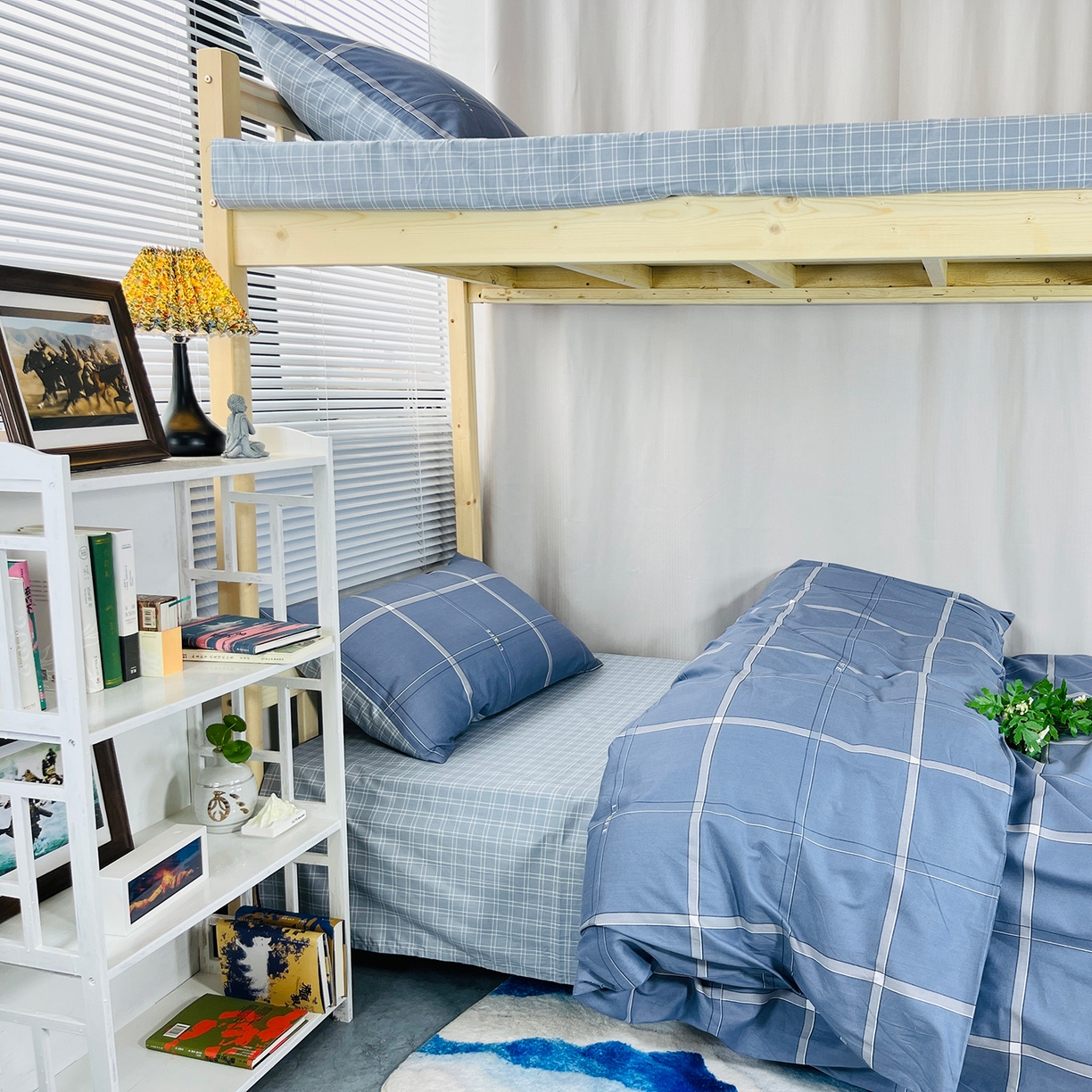 91家纺网 家纺一手货源 找家纺 云梦2025新款全棉印花学生宿舍套件 一键翻身