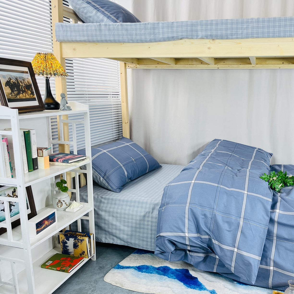 云梦2025新款全棉印花学生宿舍套件 一键翻身