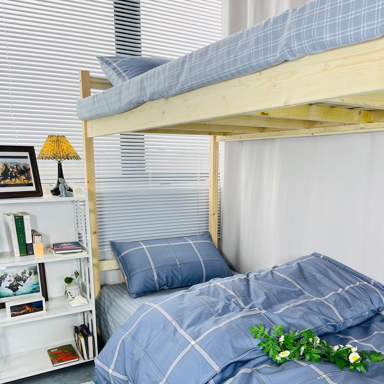 91家纺网 家纺一手货源 找家纺 云梦2025新款全棉印花学生宿舍套件 一键翻身