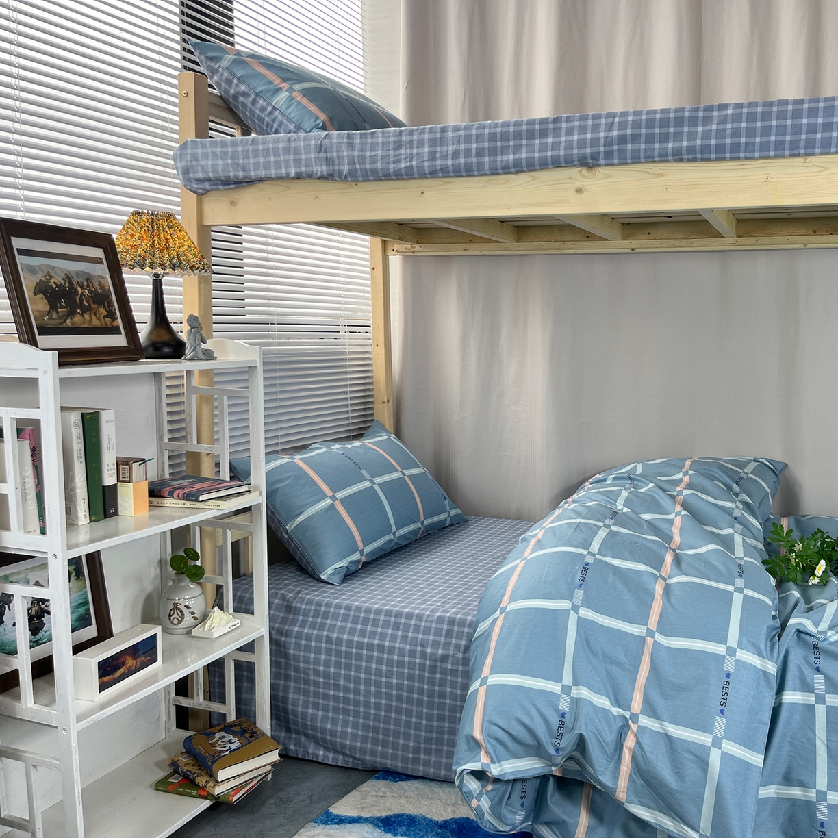 91家纺网 家纺一手货源 找家纺 云梦2025新款全棉印花学生宿舍套件 雪融之境