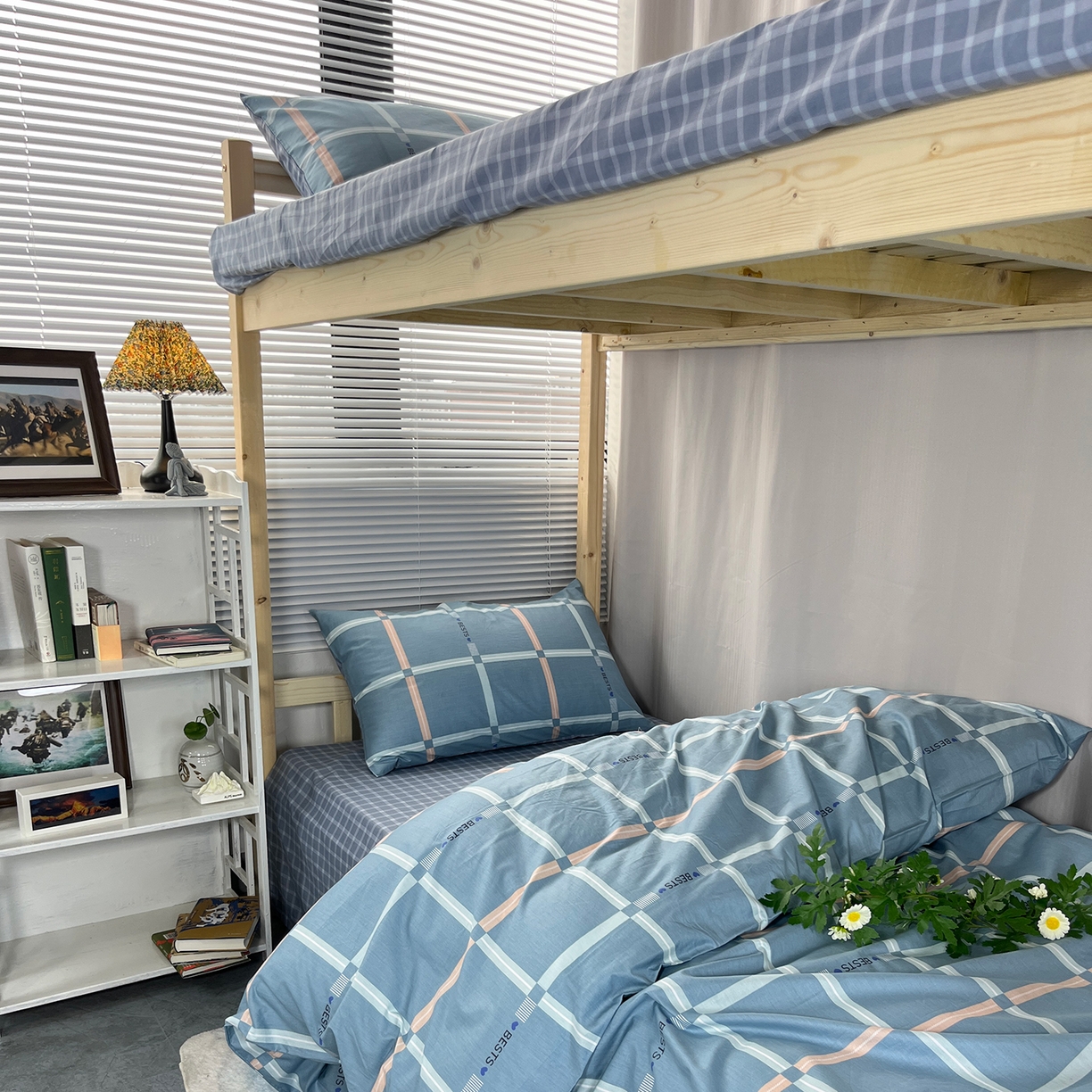 91家纺网 家纺一手货源 找家纺 云梦2025新款全棉印花学生宿舍套件 雪融之境