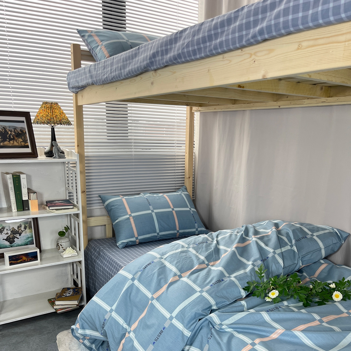 91家纺网 家纺一手货源 找家纺 云梦2025新款全棉印花学生宿舍套件 雪融之境