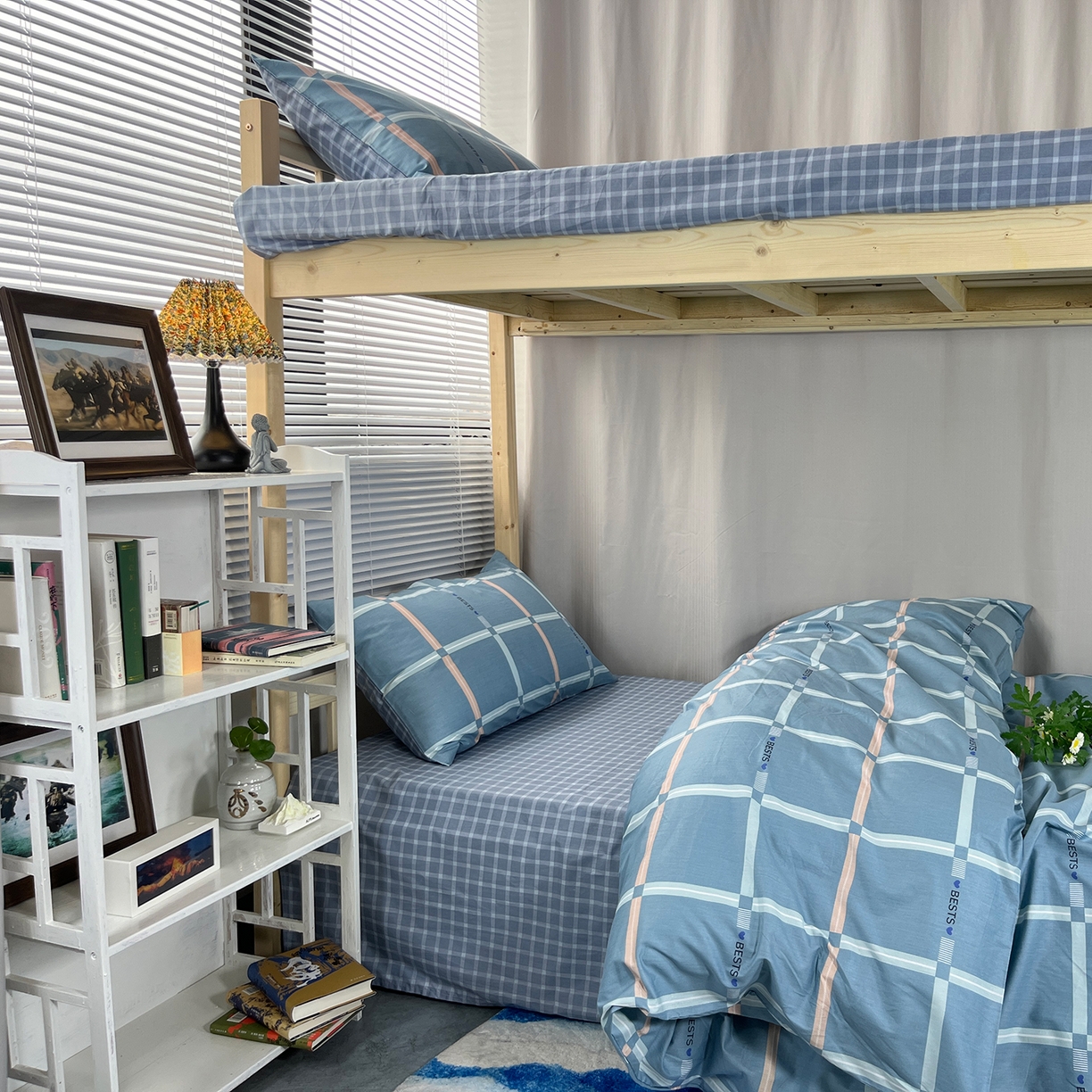 91家纺网 家纺一手货源 找家纺 云梦2025新款全棉印花学生宿舍套件 雪融之境