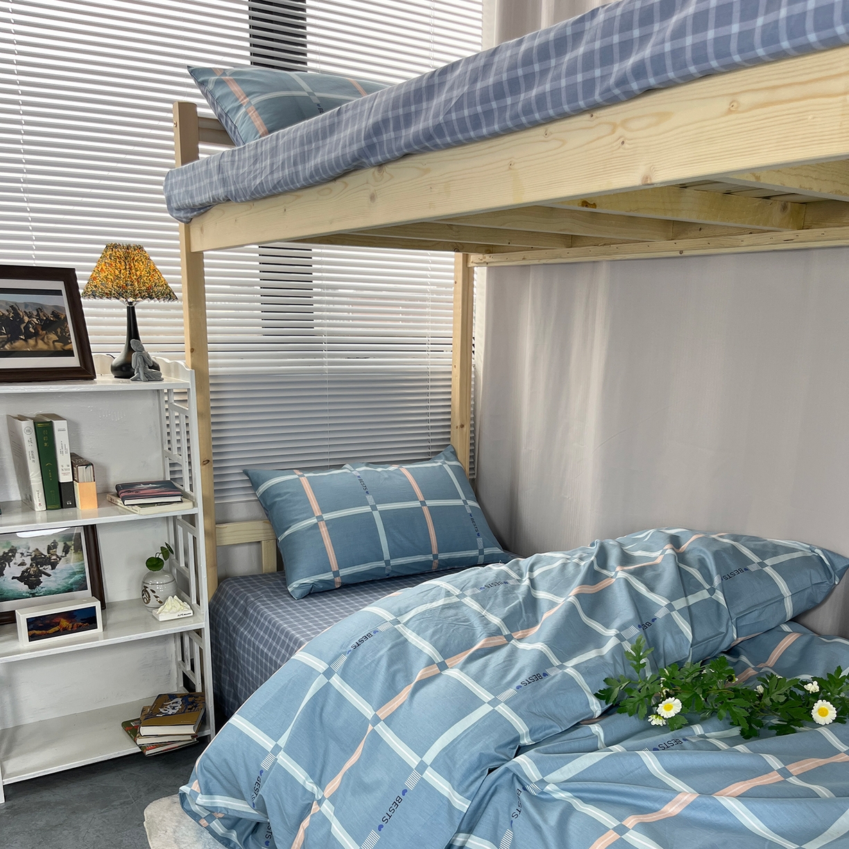 91家纺网 家纺一手货源 找家纺 云梦2025新款全棉印花学生宿舍套件 雪融之境