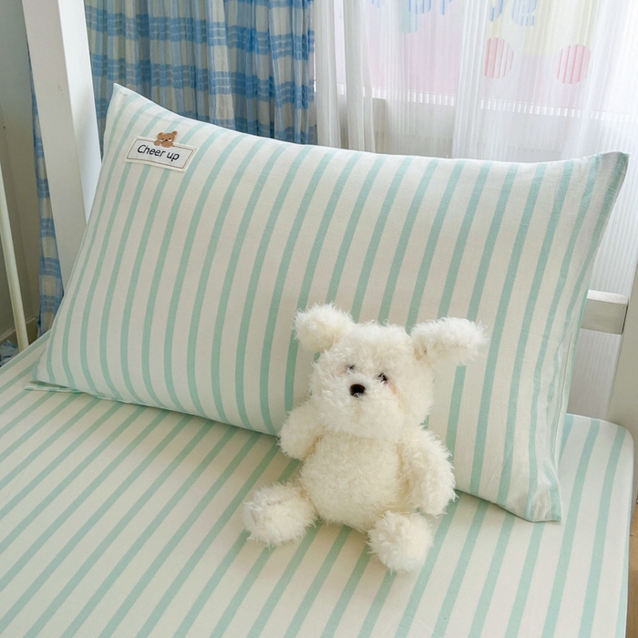 91家纺网 家纺一手货源 找家纺 （总）佳笠家居 2025新款kimi熊系列A类宿舍全棉纯棉色织水洗棉枕套单枕套枕套单件