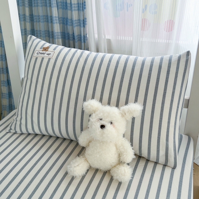 91家纺网 家纺一手货源 找家纺 （总）佳笠家居 2025新款kimi熊系列A类宿舍全棉纯棉色织水洗棉枕套单枕套枕套单件