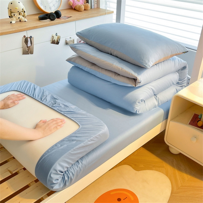 91家纺网 家纺一手货源 找家纺 （总）澳梵家居 2025春夏新款13372全棉纯棉学生宿舍上下铺三件套床笠款