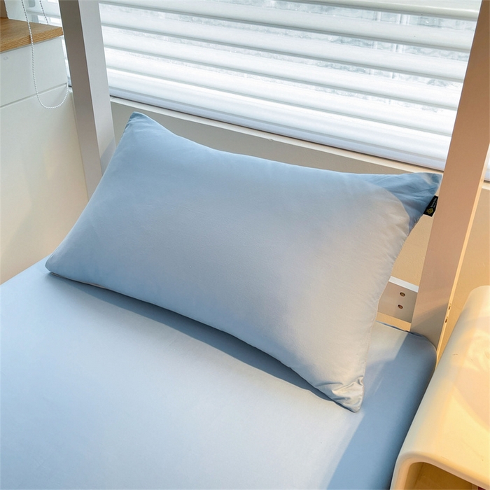 91家纺网 家纺一手货源 找家纺 澳梵家居 2025春夏新款13372全棉纯棉学生宿舍上下铺三件套床笠款 烟灰 梦蓝