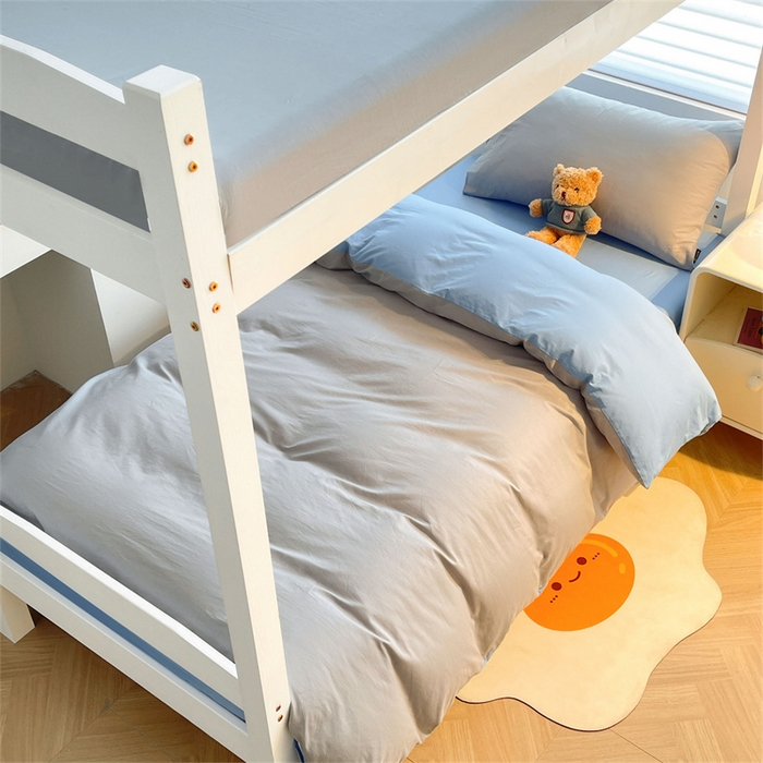 91家纺网 家纺一手货源 找家纺 澳梵家居 2025春夏新款13372全棉纯棉学生宿舍上下铺三件套床笠款 烟灰 梦蓝