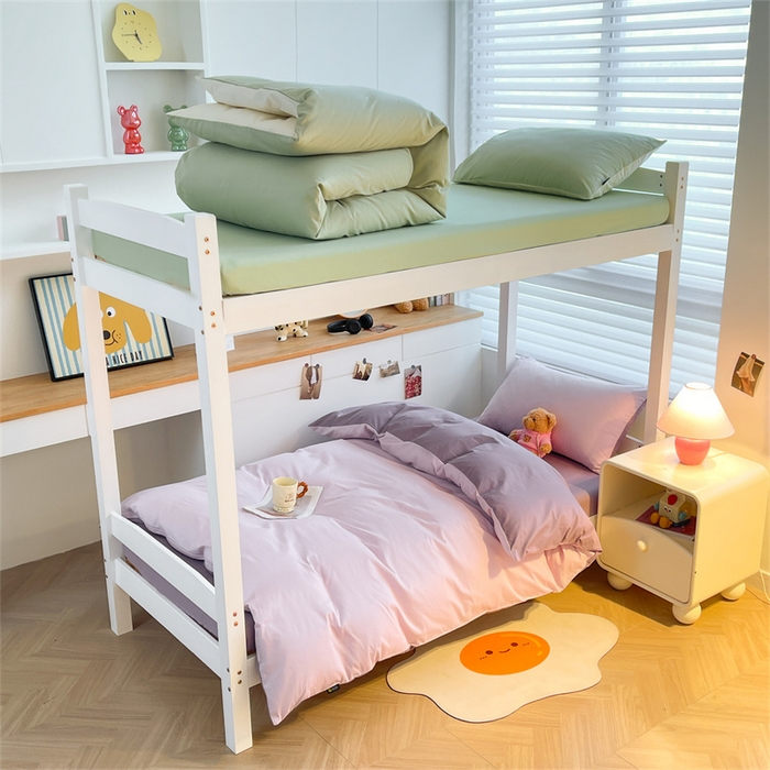 澳梵家居 2025春夏新款13372全棉纯棉学生宿舍上下铺三件套床笠款 淡紫 黛紫