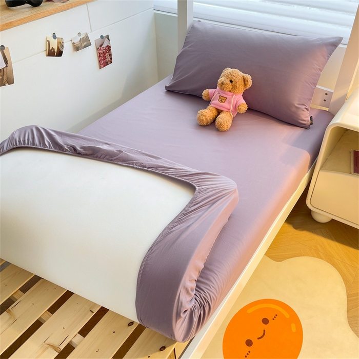 91家纺网 家纺一手货源 找家纺 澳梵家居 2025春夏新款13372全棉纯棉学生宿舍上下铺三件套床笠款 淡紫 黛紫