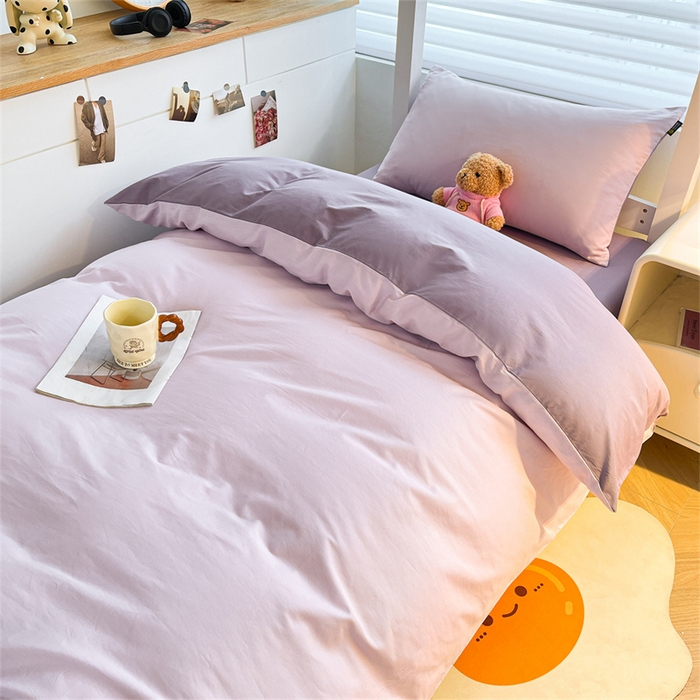 91家纺网 家纺一手货源 找家纺 澳梵家居 2025春夏新款13372全棉纯棉学生宿舍上下铺三件套床笠款 淡紫 黛紫