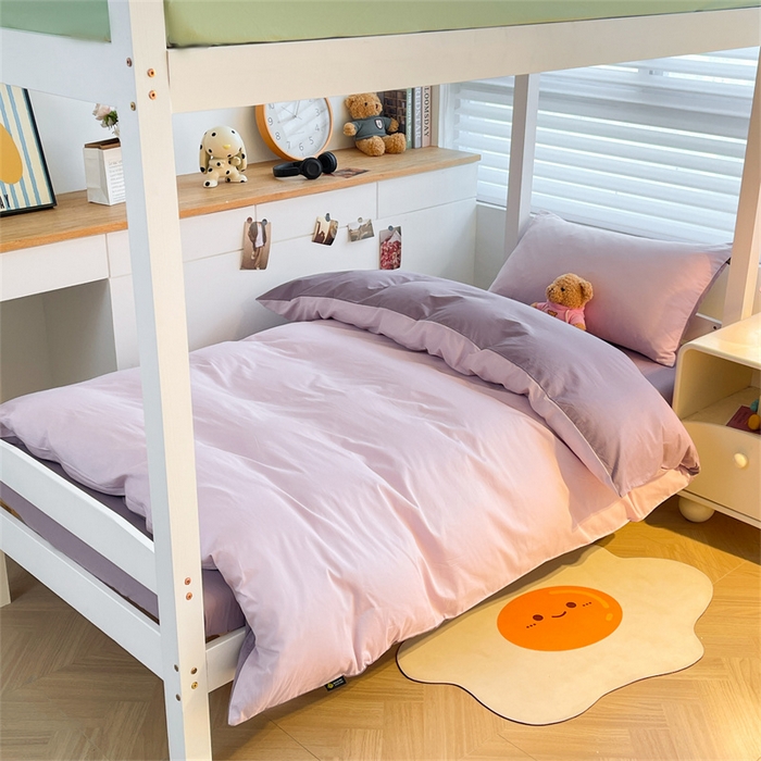 91家纺网 家纺一手货源 找家纺 澳梵家居 2025春夏新款13372全棉纯棉学生宿舍上下铺三件套床笠款 淡紫 黛紫