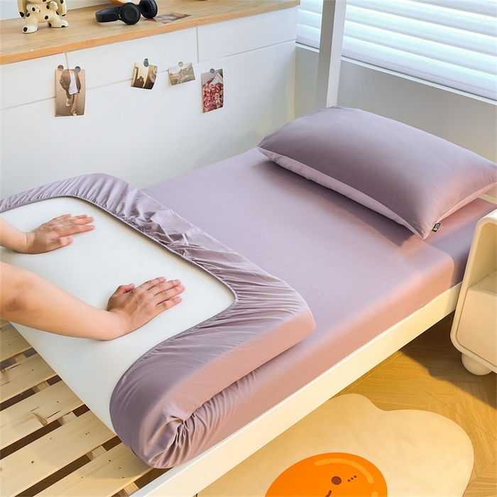 91家纺网 家纺一手货源 找家纺 澳梵家居 2025春夏新款13372全棉纯棉学生宿舍上下铺三件套床笠款 淡紫 黛紫