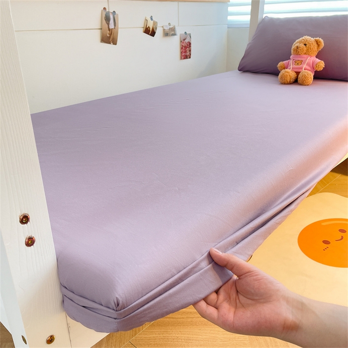 91家纺网 家纺一手货源 找家纺 澳梵家居 2025春夏新款13372全棉纯棉学生宿舍上下铺三件套床笠款 淡紫 黛紫