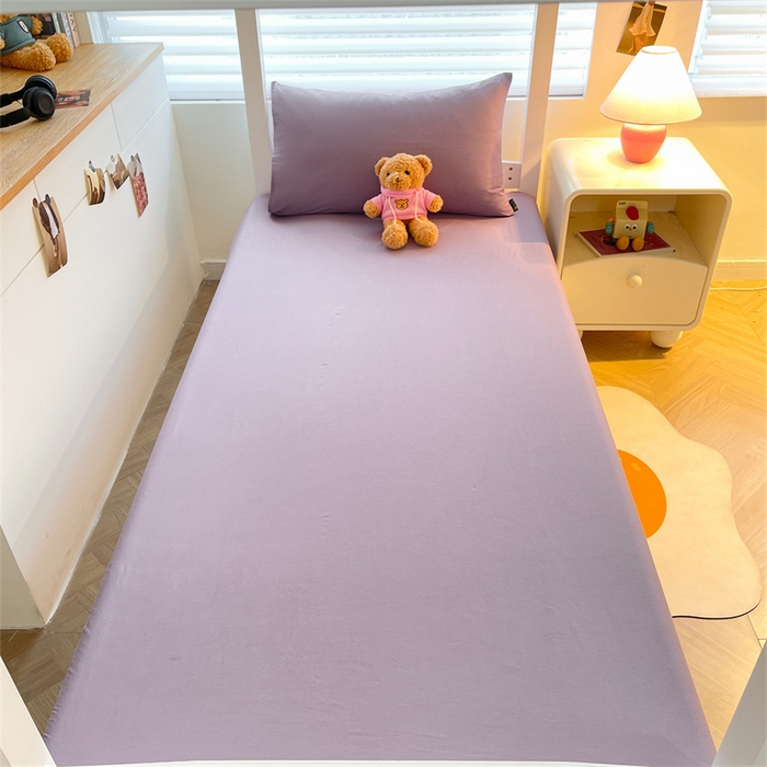 91家纺网 家纺一手货源 找家纺 澳梵家居 2025春夏新款13372全棉纯棉学生宿舍上下铺三件套床笠款 淡紫 黛紫
