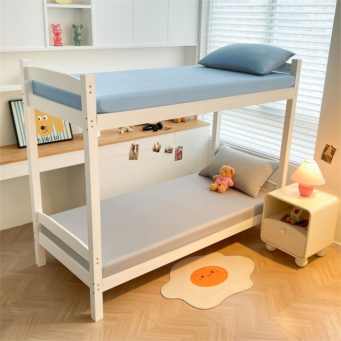 91家纺网 家纺一手货源 找家纺 澳梵家居 2025春夏新款13372全棉纯棉学生宿舍上下铺三件套床笠款 豆绿 烟灰