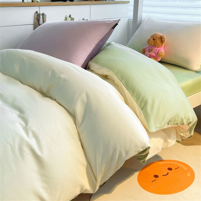 91家纺网 家纺一手货源 找家纺 澳梵家居 2025春夏新款13372全棉纯棉学生宿舍上下铺三件套床笠款 奶绿 果绿