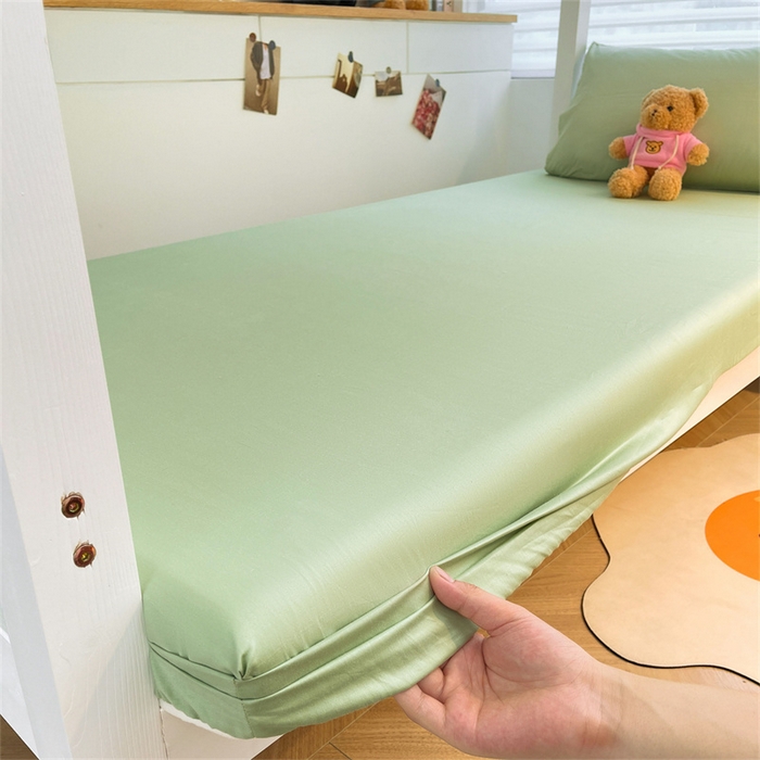 91家纺网 家纺一手货源 找家纺 澳梵家居 2025春夏新款13372全棉纯棉学生宿舍上下铺三件套床笠款 奶绿 果绿