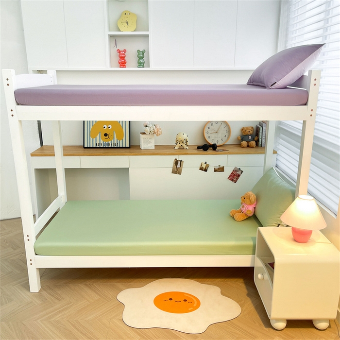 91家纺网 家纺一手货源 找家纺 澳梵家居 2025春夏新款13372全棉纯棉学生宿舍上下铺三件套床笠款 奶绿 果绿