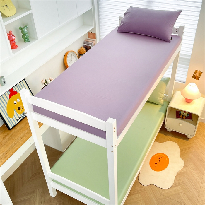 91家纺网 家纺一手货源 找家纺 澳梵家居 2025春夏新款13372全棉纯棉学生宿舍上下铺三件套床笠款 奶绿 果绿