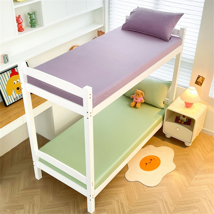 91家纺网 家纺一手货源 找家纺 澳梵家居 2025春夏新款13372全棉纯棉学生宿舍上下铺三件套床笠款 奶绿 果绿