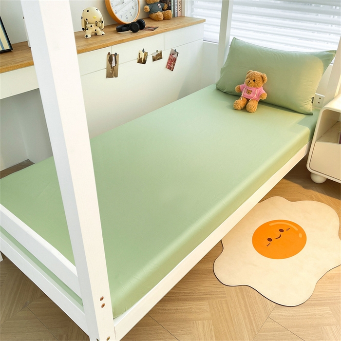 91家纺网 家纺一手货源 找家纺 澳梵家居 2025春夏新款13372全棉纯棉学生宿舍上下铺三件套床笠款 奶绿 果绿