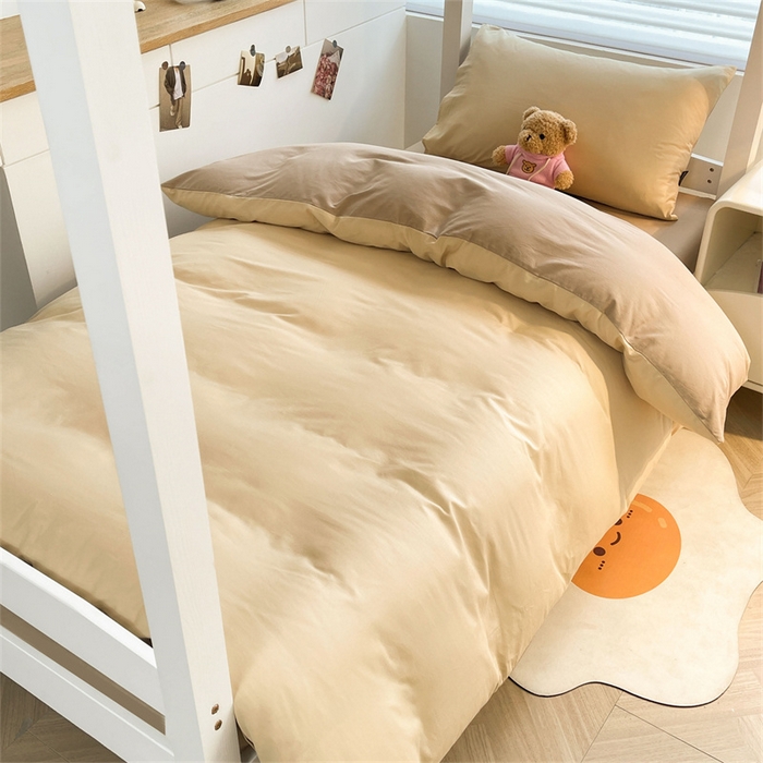 91家纺网 家纺一手货源 找家纺 澳梵家居 2025春夏新款13372全棉纯棉学生宿舍上下铺三件套床笠款 香槟 奶咖