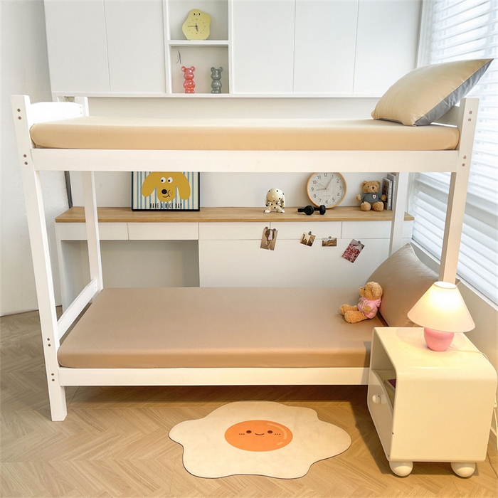 91家纺网 家纺一手货源 找家纺 澳梵家居 2025春夏新款13372全棉纯棉学生宿舍上下铺三件套床笠款 香槟 奶咖