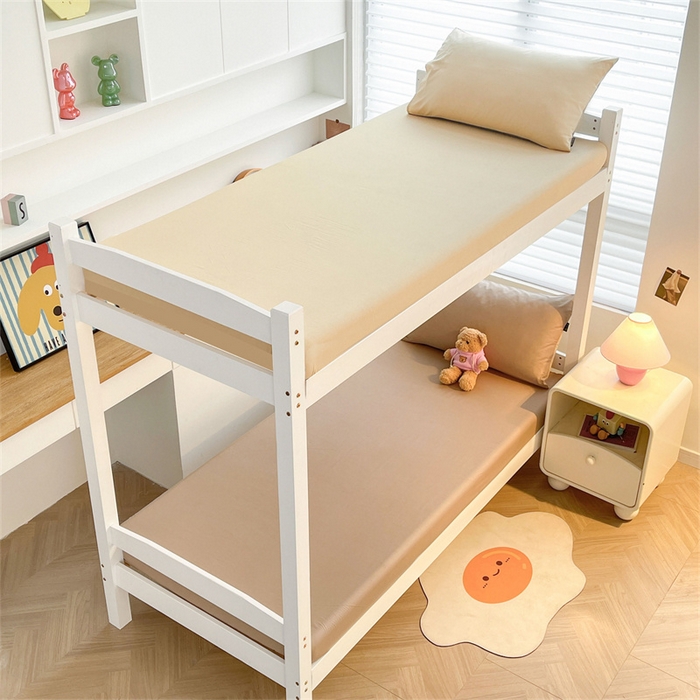 91家纺网 家纺一手货源 找家纺 澳梵家居 2025春夏新款13372全棉纯棉学生宿舍上下铺三件套床笠款 香槟 奶咖