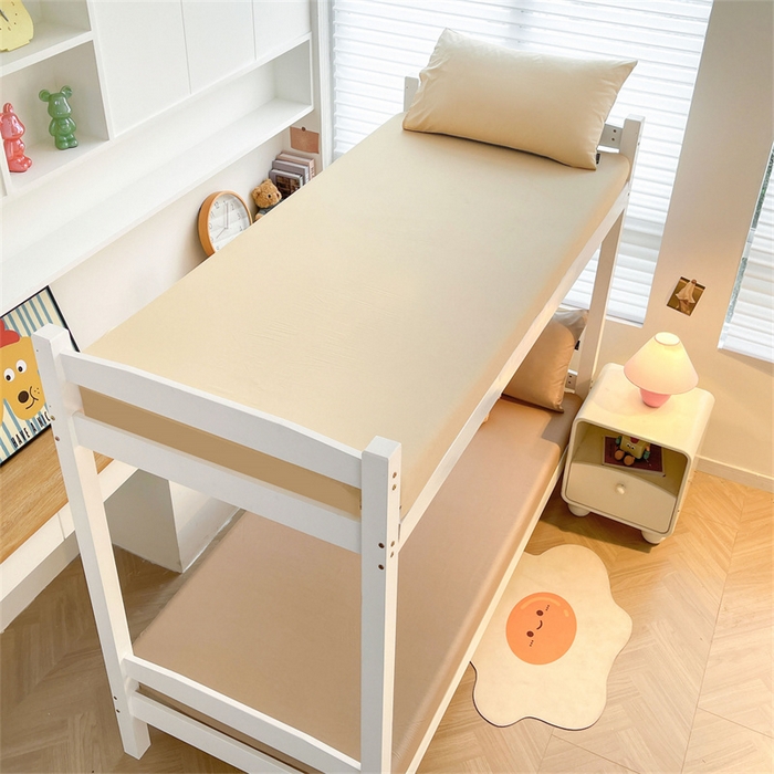 91家纺网 家纺一手货源 找家纺 澳梵家居 2025春夏新款13372全棉纯棉学生宿舍上下铺三件套床笠款 香槟 奶咖