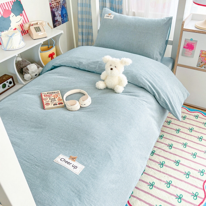 91家纺网 家纺一手货源 找家纺 （总）佳笠家居 2025新款kimi熊系列A类宿舍全棉纯棉色织水洗棉床笠单床笠床笠单件