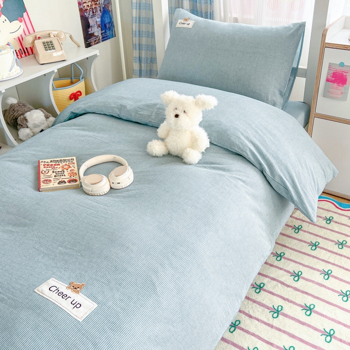 91家纺网 家纺一手货源 找家纺 （总）佳笠家居 2025新款kimi熊系列A类宿舍全棉纯棉色织水洗棉床笠单床笠床笠单件