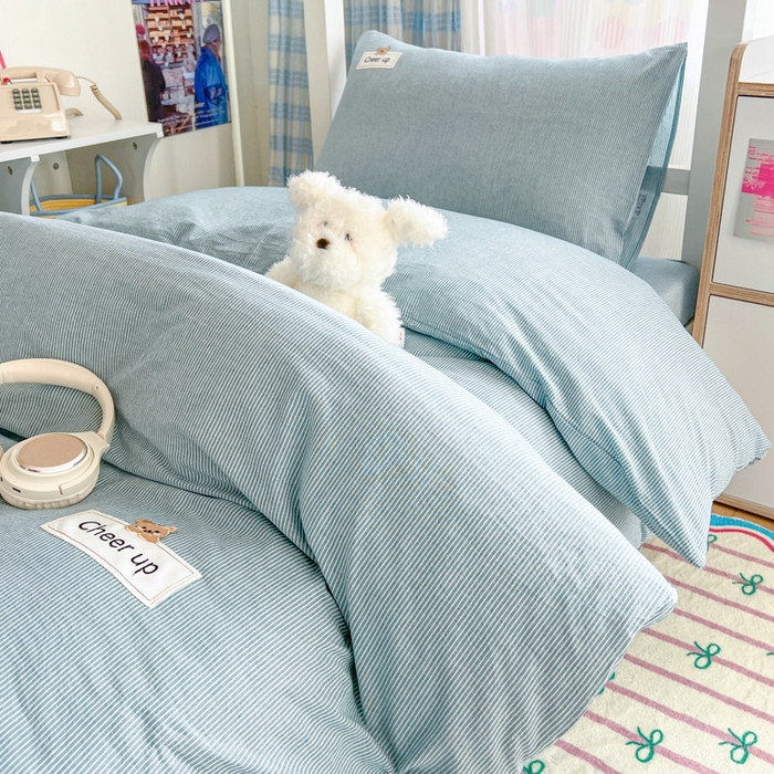 91家纺网 家纺一手货源 找家纺 （总）佳笠家居 2025新款kimi熊系列A类宿舍全棉纯棉色织水洗棉床笠单床笠床笠单件