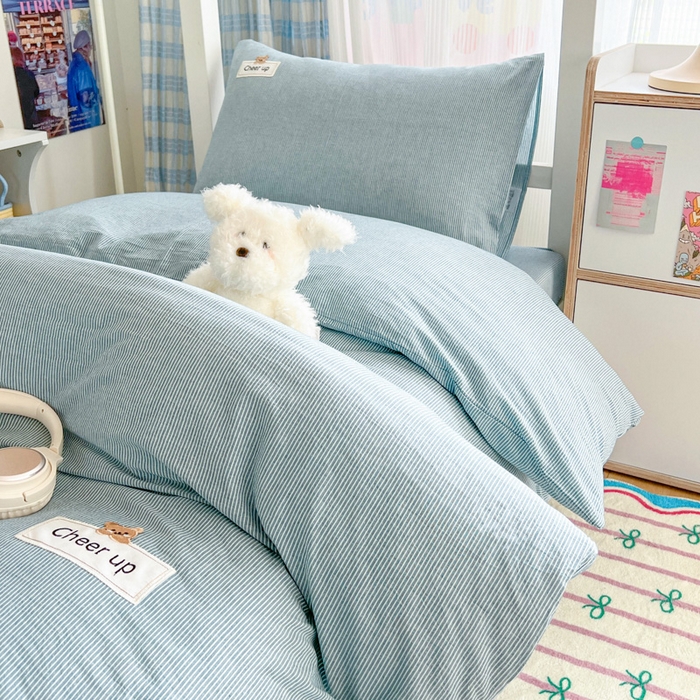 91家纺网 家纺一手货源 找家纺 （总）佳笠家居 2025新款kimi熊系列A类宿舍全棉纯棉色织水洗棉床笠单床笠床笠单件