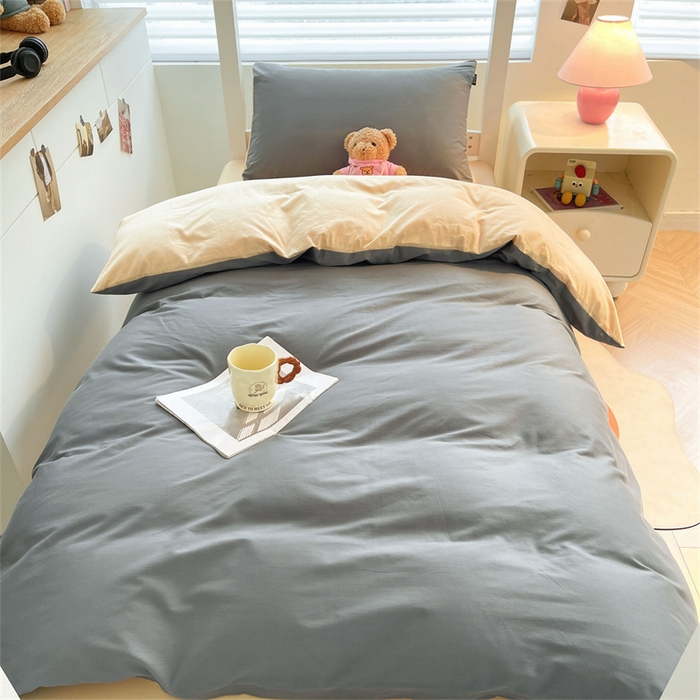 91家纺网 家纺一手货源 找家纺 澳梵家居 2025春夏新款13372全棉纯棉学生宿舍上下铺三件套床笠款 星灰 香槟