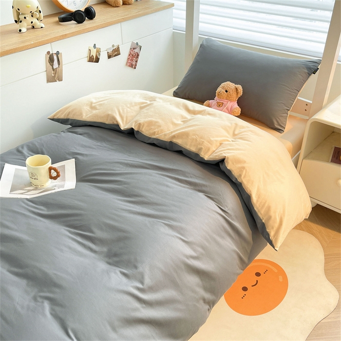 91家纺网 家纺一手货源 找家纺 澳梵家居 2025春夏新款13372全棉纯棉学生宿舍上下铺三件套床笠款 星灰 香槟