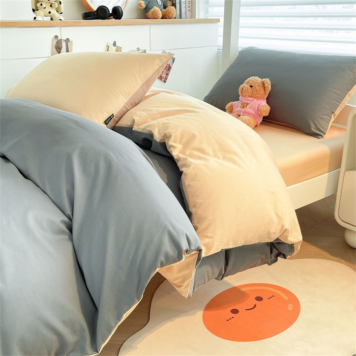 91家纺网 家纺一手货源 找家纺 澳梵家居 2025春夏新款13372全棉纯棉学生宿舍上下铺三件套床笠款 星灰 香槟