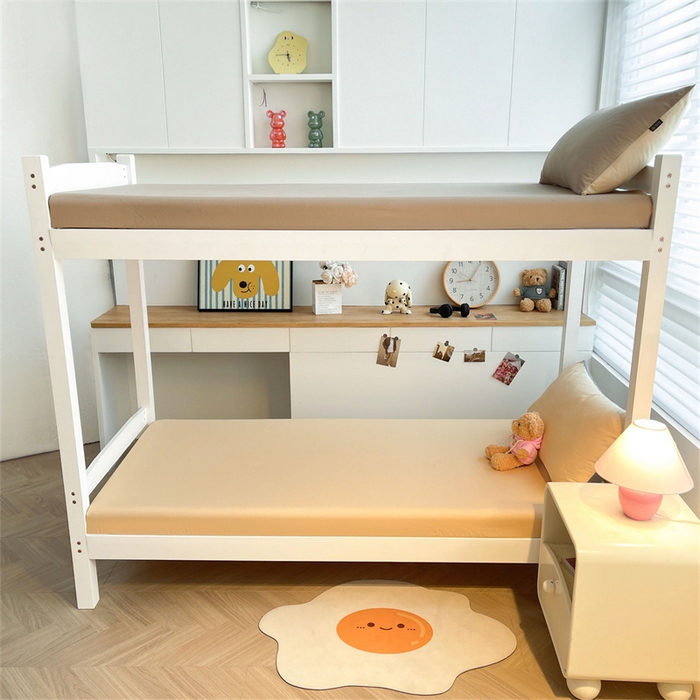 91家纺网 家纺一手货源 找家纺 澳梵家居 2025春夏新款13372全棉纯棉学生宿舍上下铺三件套床笠款 星灰 香槟