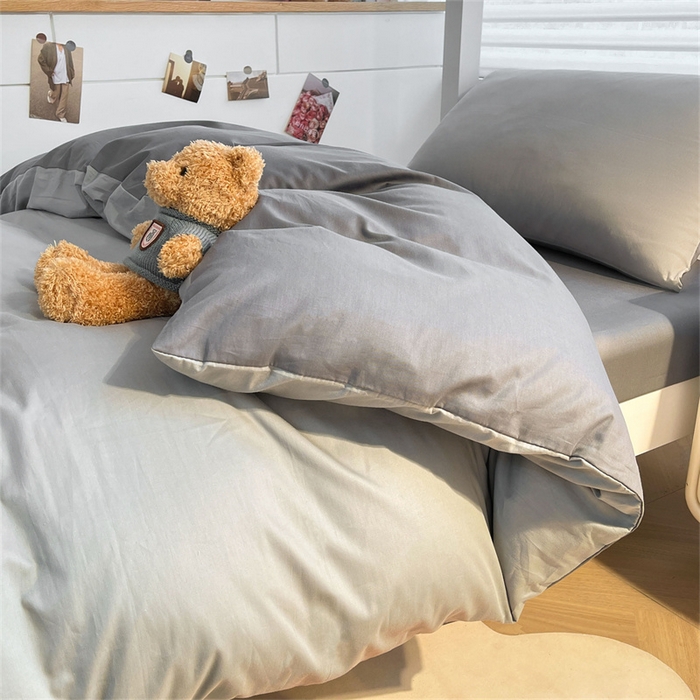 91家纺网 家纺一手货源 找家纺 澳梵家居 2025春夏新款13372全棉纯棉学生宿舍上下铺三件套床笠款 烟灰 星灰