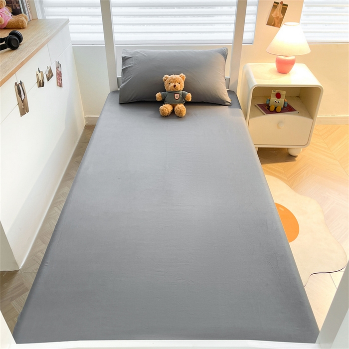 91家纺网 家纺一手货源 找家纺 澳梵家居 2025春夏新款13372全棉纯棉学生宿舍上下铺三件套床笠款 烟灰 星灰