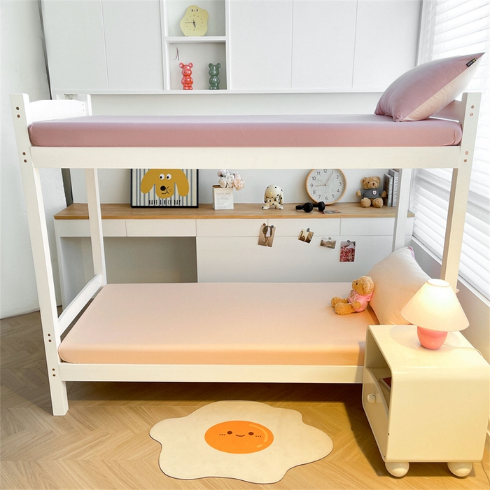 91家纺网 家纺一手货源 找家纺 澳梵家居 2025春夏新款13372全棉纯棉学生宿舍上下铺三件套床笠款 烟灰 杏黄