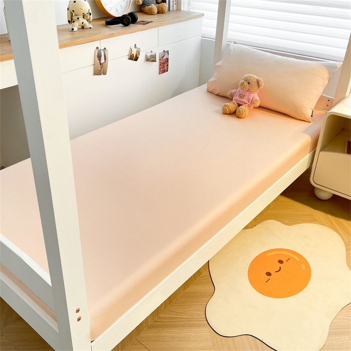 91家纺网 家纺一手货源 找家纺 澳梵家居 2025春夏新款13372全棉纯棉学生宿舍上下铺三件套床笠款 烟灰 杏黄