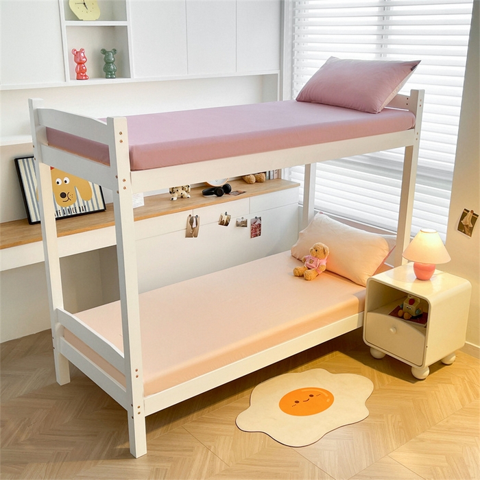 91家纺网 家纺一手货源 找家纺 澳梵家居 2025春夏新款13372全棉纯棉学生宿舍上下铺三件套床笠款 烟灰 杏黄