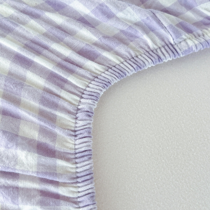 91家纺网 家纺一手货源 找家纺 佳笠家居 2025新款kimi熊系列A类宿舍全棉纯棉色织水洗棉学生三件套 香芋紫格