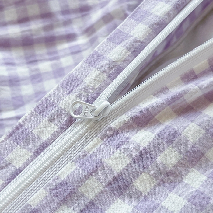 91家纺网 家纺一手货源 找家纺 佳笠家居 2025新款kimi熊系列A类宿舍全棉纯棉色织水洗棉床笠单床笠床笠单件 香芋紫格