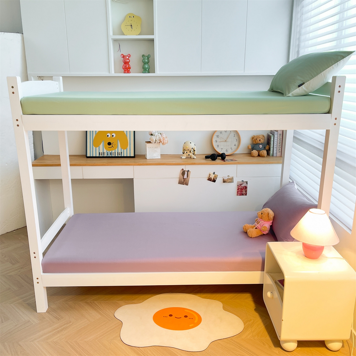 91家纺网 家纺一手货源 找家纺 澳梵家居 2025春夏新款13372全棉纯棉学生宿舍上下铺单床笠床笠单件 黛紫