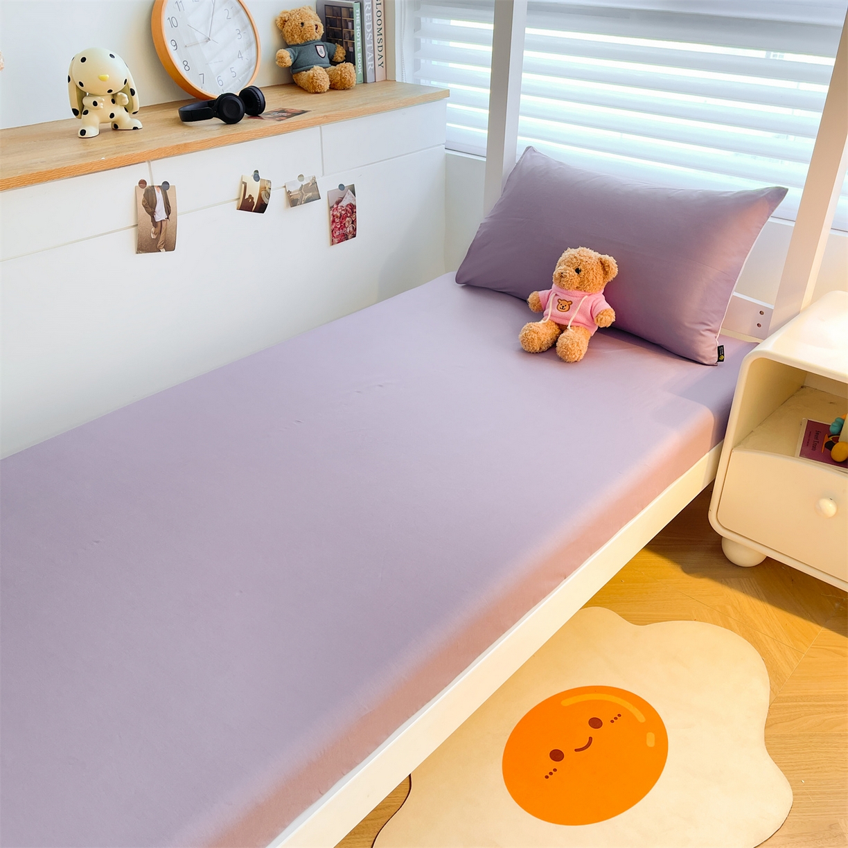 91家纺网 家纺一手货源 找家纺 澳梵家居 2025春夏新款13372全棉纯棉学生宿舍上下铺单床笠床笠单件 黛紫