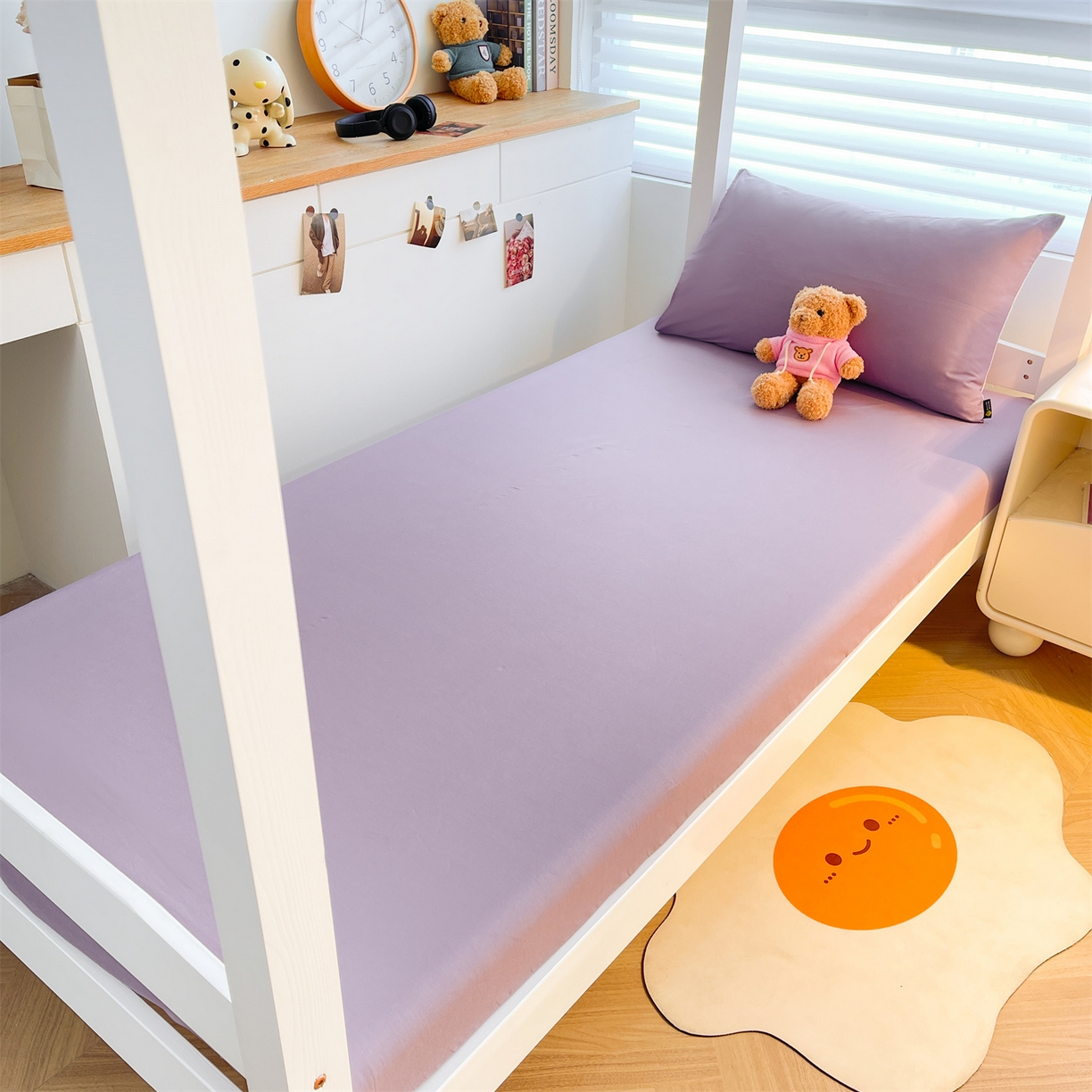 91家纺网 家纺一手货源 找家纺 澳梵家居 2025春夏新款13372全棉纯棉学生宿舍上下铺单床笠床笠单件 黛紫